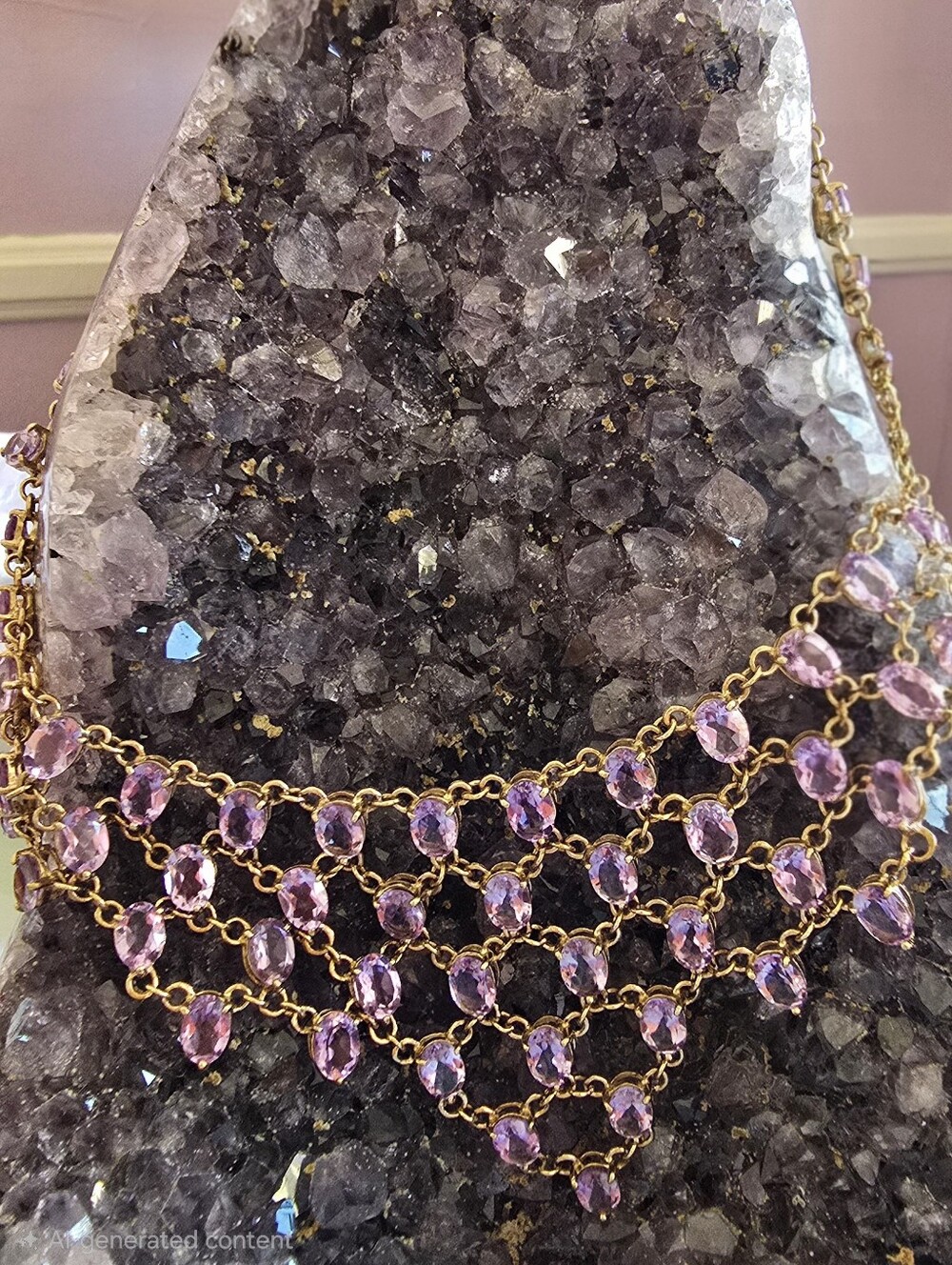 Gold-Tone Amethyst  Statement Necklace/choker